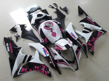 Carénages Moto Honda CBR600RR 2007-2008 - Blanc Rose Noir Mat HRC Playboy Durex Abordables