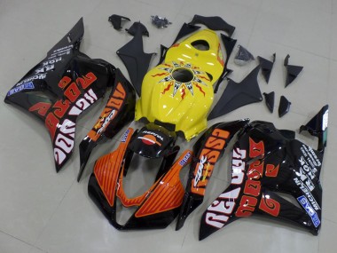 Carénages Moto Honda CBR600RR 2009-2012 - Jaune Orange Noir Brillant Rossi Courses Abordables