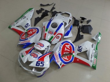 Carénages Moto Honda CBR600RR 2013-2023 - Blanc Rouge Bleu Pata 65 Abordables