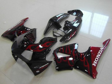 Carénages Moto Honda CBR900RR 919 1998-1999 - Noir Brillant Rouge Flamme Abordables