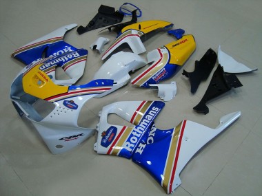 Carénages Moto Honda CBR900RR 919 1998-1999 - Blanc Bleu Jaune Rothmans Abordables