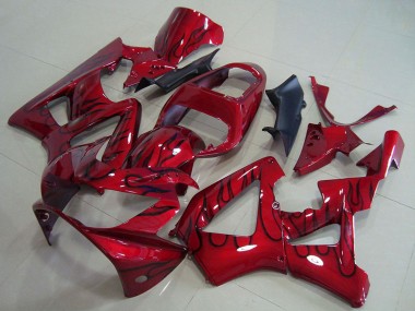 Carénages Moto Honda CBR900RR 929 2000-2001 - Rouge Noir Brillant Flamme Abordables