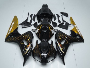 Carénage Moto Honda CBR1000RR 2006-2007 - Noir Brillant Or Flamme Abordables