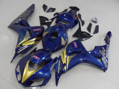 Carénages Moto Honda CBR1000RR 2006-2007 - Bleu Foncé Or Bande Abordables