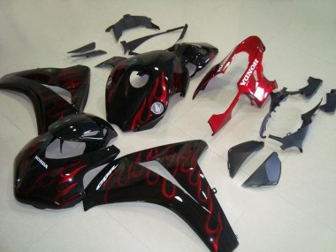 Carénages Moto Honda CBR1000RR 2008-2011 - Noir Brillant Rouge Flamme Courses Abordables