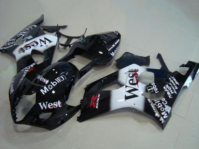 Carénages Moto Suzuki GSXR 1000 2003-2004 - Noir Brillant Blanc West Rouge