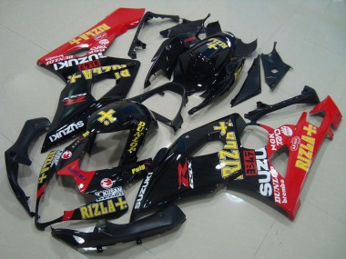 Carénages Moto Suzuki GSXR 1000 2005-2006 - Noir Brillant Rouge Or Rizla Abordables