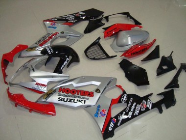 Carénages Moto Suzuki GSXR 1000 2005-2006 - Argent Rouge Noir Hooters Abordables