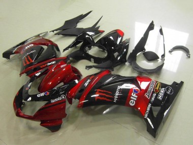 Carénages Moto Kawasaki ZX250R 2008-2012 - Bonbon Rouge Noir Brillant Elf Touch4 Monstre Abordables