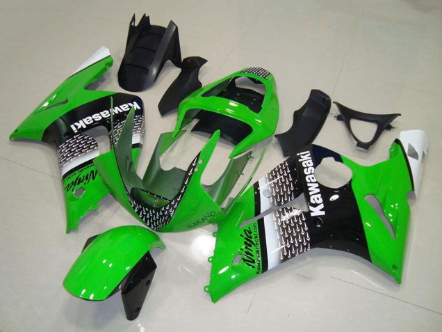 Carénage Moto Kawasaki ZX6R 2003-2004 - Vert Blanc Noir