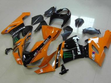 Carénages Moto Kawasaki ZX6R 2005-2006 - Orange Noir Vert Monstre Abordables