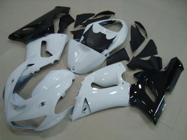 Carénage Moto Kawasaki ZX6R 2005-2006 - Blanc Noir Abordables