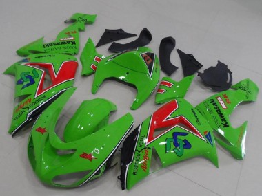 Carénages Moto Kawasaki ZX6R 2005-2006 - Vert Rouge Noir ENEOS Banca Abordables