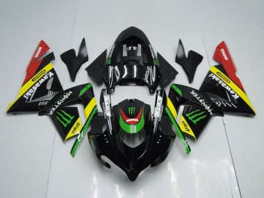 Carénages Moto Kawasaki ZX10R 2004-2005 - Noir Brillant Rouge Jaune Vert Monstre Abordables