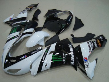 Carénages Moto Kawasaki ZX10R 2006-2007 - Blanc Noir Brillant Vert Elf Monstre Abordables