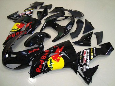 Carénages Moto Kawasaki ZX10R 2006-2007 - Noir Brillant Jaune Red Bull Abordables