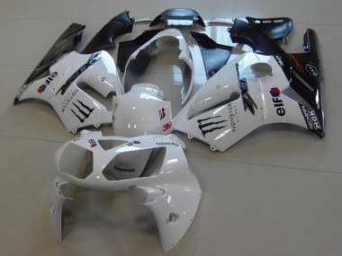 Carénages Moto Kawasaki ZX12R 2002-2006 - Blanc Noir Brillant Monstre Abordables