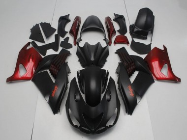 Carénages Moto Kawasaki ZX14R ZZR1400 2006-2011 - Noir Mat Rouge Ninja Abordables