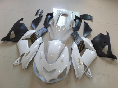 Carénages Moto Kawasaki ZX14R ZZR1400 2006-2011 - Blanc Noir Mat Or Ninja Abordables