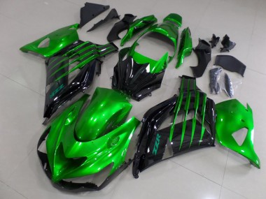 Carénages Moto Kawasaki ZX14R ZZR1400 2012-2024 - Vert Noir Brillant Abordables