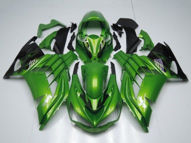 Carénages Moto Kawasaki ZX14R ZZR1400 2012-2024 - Vert Noir Brillant Flamme Blanc Ninja Abordables