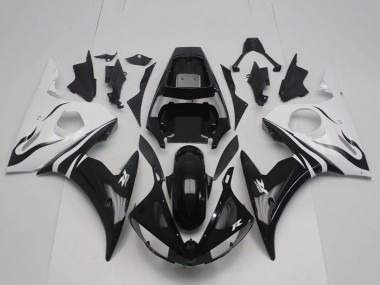Kits Carénage Moto ABS Yamaha YZF R6 2003-2004 - Blanc Noir Brillant Abordables