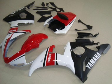 Carénages Moto Yamaha YZF R6 2003-2004 - Blanc Rouge Noir Mat Abordables