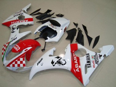 Carénages Moto Yamaha YZF R6 2003-2004 - Blanc Rouge Abarth Motul Abordables