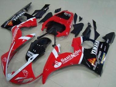 Carénages Moto Yamaha YZF R6 2003-2004 - Rouge Blanc Noir Brillant Santander Motul Abordables