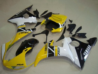 Carénages Moto Yamaha YZF R6 2003-2004 - Jaune Blanc Noir Brillant Anniversaire Abordables