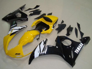 Carénages Moto Yamaha YZF R6 2003-2004 - Jaune Blanc Noir Brillant Abordables