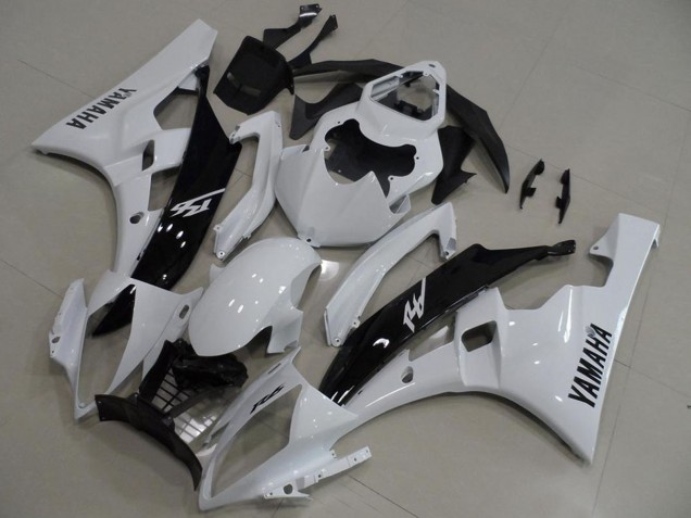 Carénages Moto Yamaha YZF R6 2006-2007 - Blanc Noir Brillant
