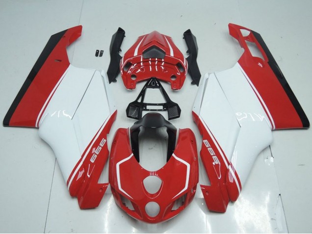 Carénages Moto Ducati 999 2005-2006 - Blanc Rouge Noir Brillant
