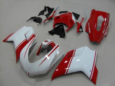 Carénages Moto Ducati 848 2007-2014 - Blanc Rouge Courses Version Abordables