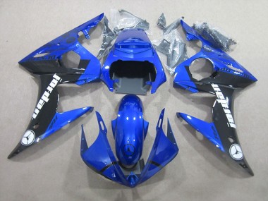 Carénages Moto Yamaha YZF R6 2003-2004 - Bleu Noir Brillant Jordan Abordables