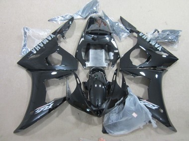 Carénages Moto Yamaha YZF R6 2003-2004 - Noir Brillant Argent Décalque Abordables