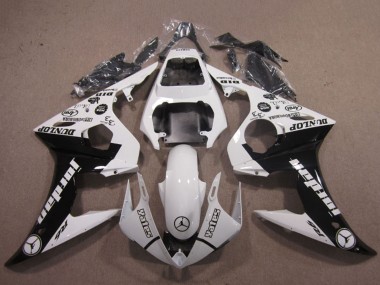 Carénages Moto Yamaha YZF R6 2003-2004 - Blanc Noir Brillant Jordan Dunlop Abordables