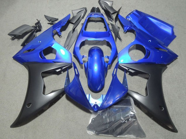 Carénage Moto Yamaha YZF R6 2003-2004 - Bleu Noir Mat