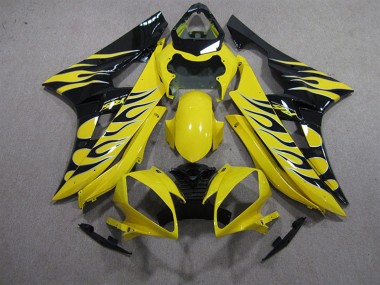 Carénages Moto Yamaha YZF R6 2006-2007 - Jaune Noir Flamme Abordables