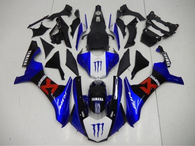 Carénages Moto Yamaha YZF R1 2015-2019 - Bleu Blanc Noir Rouge Monstre Akropovic Abordables