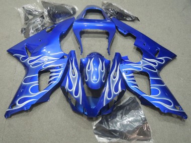 Carénages Moto Yamaha YZF R1 2000-2001 - Bleu Blanc Flamme Abordables