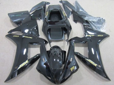 Carénages Moto Yamaha YZF R1 2002-2003 - Noir Brillant Or Décalque Abordables