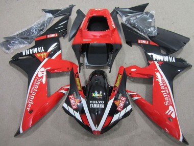 Carénages Moto Yamaha YZF R1 2004-2006 - Rouge Blanc Noir Brillant Santander Abordables