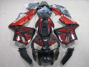 Kits Carénage Moto ABS Honda CBR600RR 2005-2006 - Noir Brillant Rouge Flamme Abordables