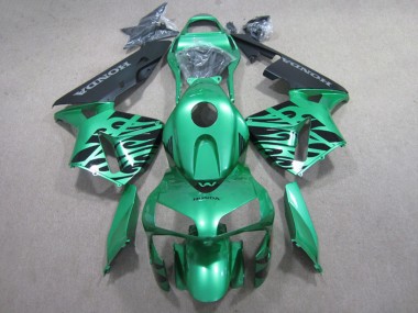 Carénages Moto Honda CBR600RR 2007-2008 - Vert Noir Brillant Flamme Abordables