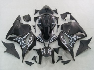 Carénages Moto Honda CBR600RR 2007-2008 - Noir Mat Argent Flamme Abordables
