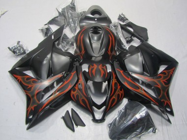 Carénages Moto Honda CBR600RR 2009-2012 - Noir Mat Orange Flamme Abordables