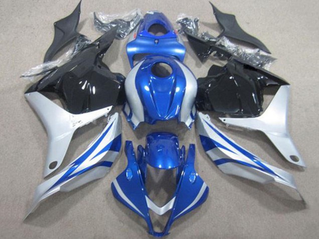 Carénages Moto Honda CBR600RR 2009-2012 - Argent Bleu Noir Brillant Bande