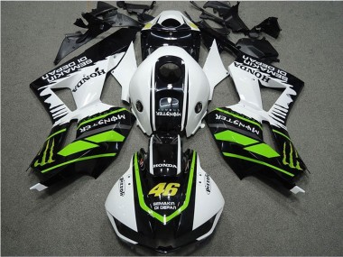 Carénages Moto Honda CBR600RR 2013-2023 - Blanc Vert Noir Brillant Semakin Didepan Monstre Abordables