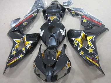 Carénages Moto Honda CBR1000RR 2006-2007 - Noir Brillant Or Étoile Energy Drink Abordables